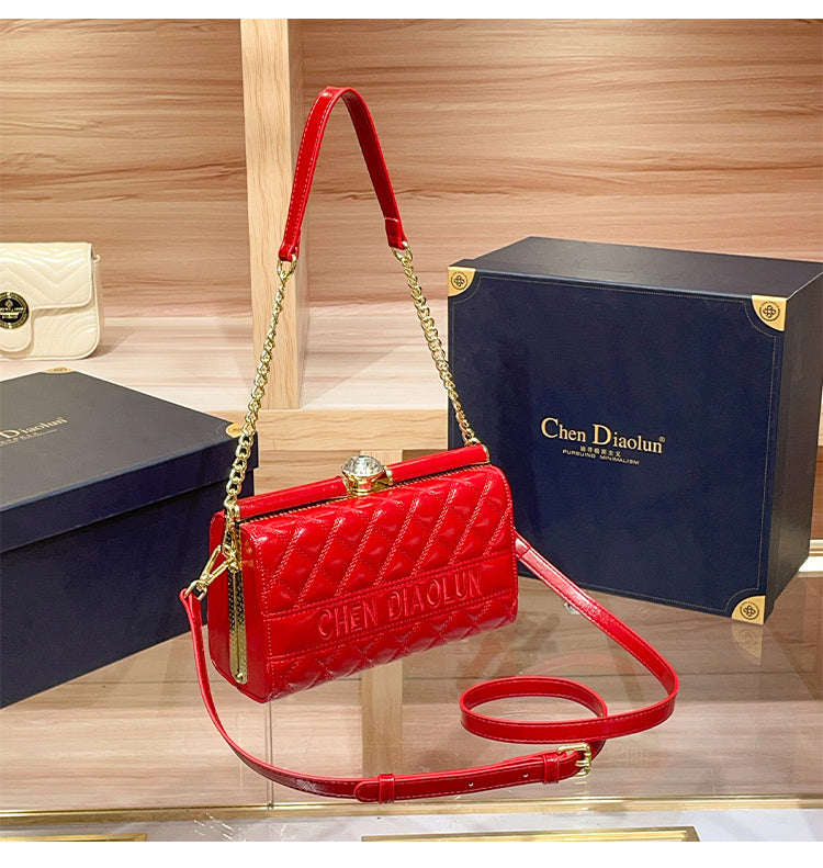 Luxury Women's Evening 2025 New Handmade Diamond-Encrusted Box Small Square High-Quality Texture Single Shoulder Crossbody Bag