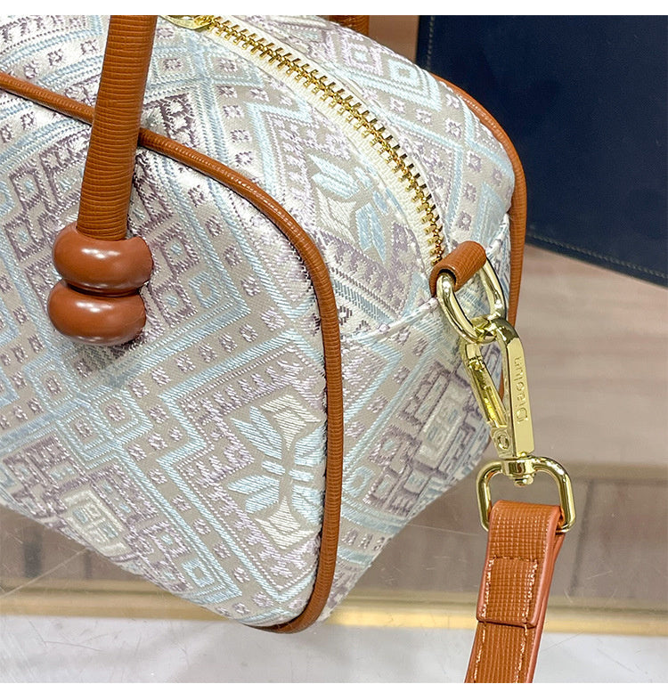 Intangible Cultural Heritage Zhuang Brocade Chinese Style Bowling Women's 2026 New Boston Handheld Crossbody Small Bag
