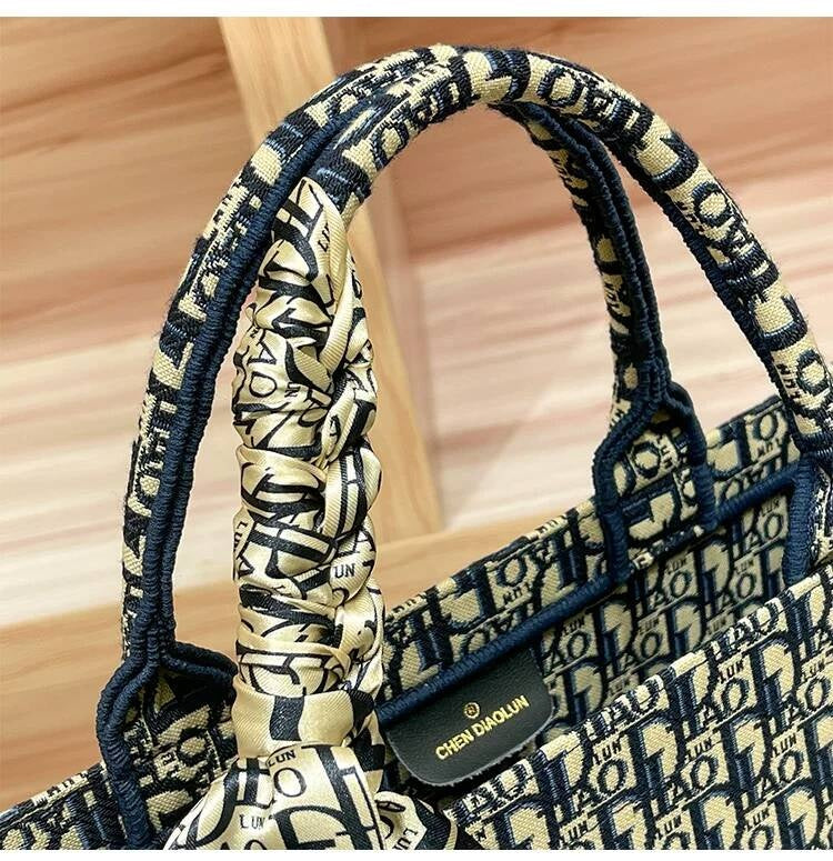 Handheld Tote for Women 2026 New Trendy Document Basket Embroidery High-end Large Capacity Commuting Shopping Bag