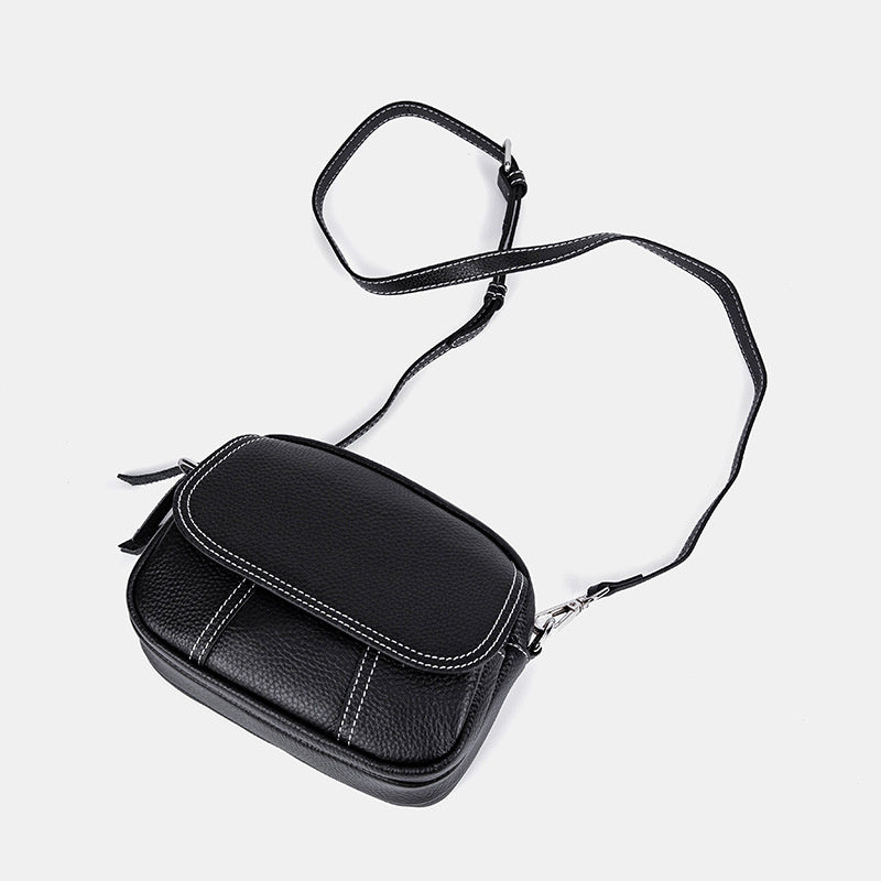 Genuine Leather Small Square for Women 2026 New First Layer Cowhide Large Capacity Wide Strap Single Shoulder High-end Crossbody Bag