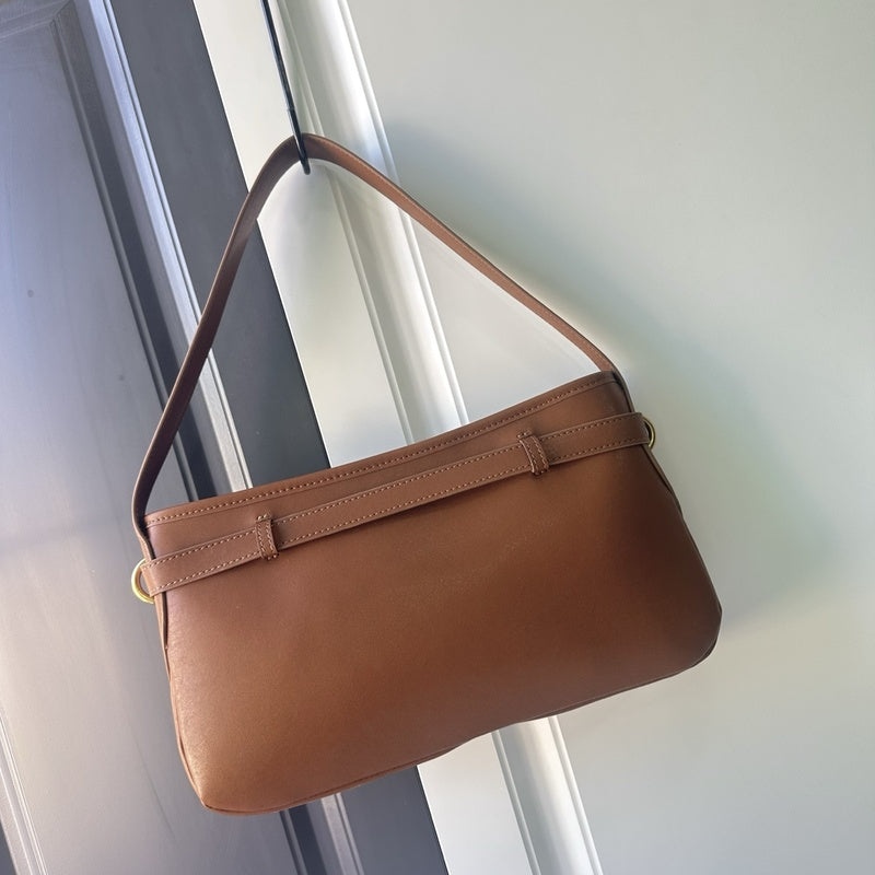 Miu Sheepskin Underarm Suede Commuter Vintage Handbag Shoulder Baguette High-Quality Texture Tote Bag