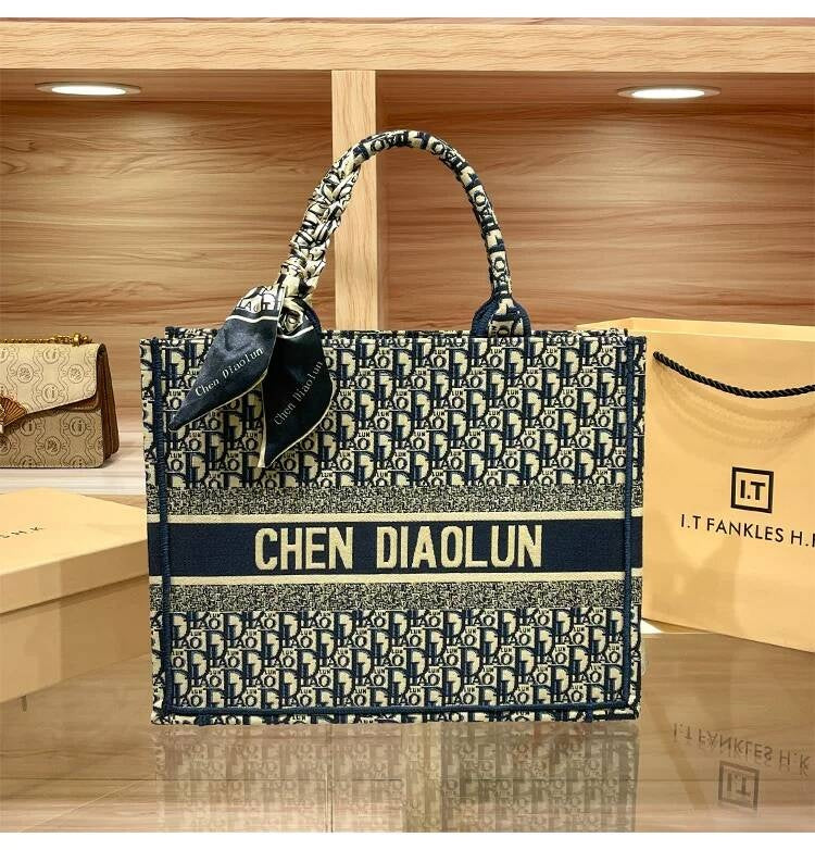Handheld Tote for Women 2026 New Trendy Document Basket Embroidery High-end Large Capacity Commuting Shopping Bag