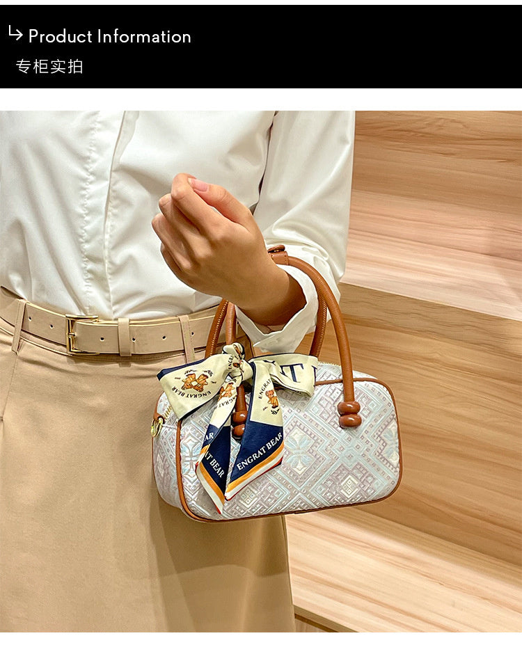Intangible Cultural Heritage Zhuang Brocade Chinese Style Bowling Women's 2026 New Boston Handheld Crossbody Small Bag