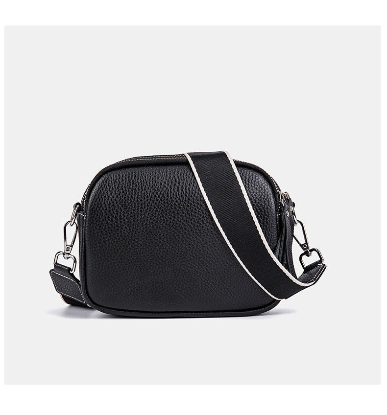 Genuine Leather Small Square for Women 2026 New First Layer Cowhide Large Capacity Wide Strap Single Shoulder High-end Crossbody Bag