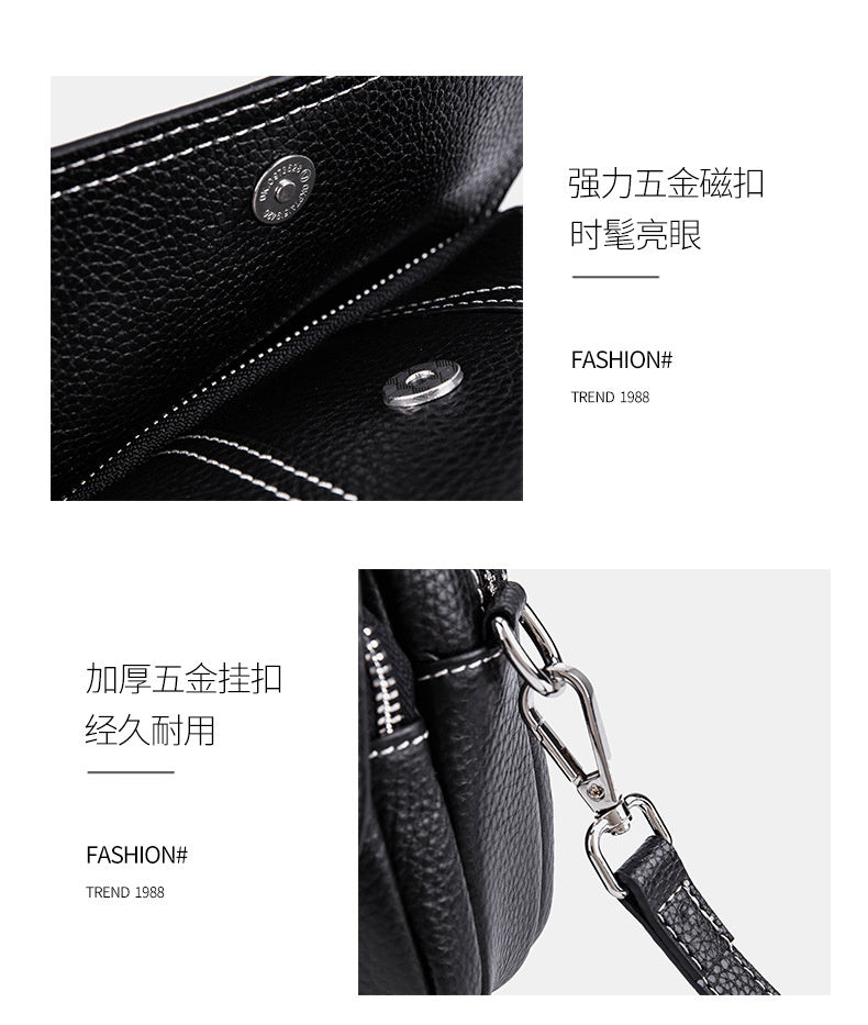 Genuine Leather Small Square for Women 2026 New First Layer Cowhide Large Capacity Wide Strap Single Shoulder High-end Crossbody Bag