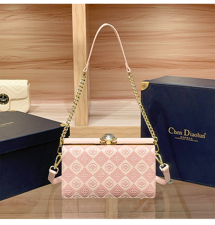 Luxury Women's Evening 2025 New Handmade Diamond-Encrusted Box Small Square High-Quality Texture Single Shoulder Crossbody Bag