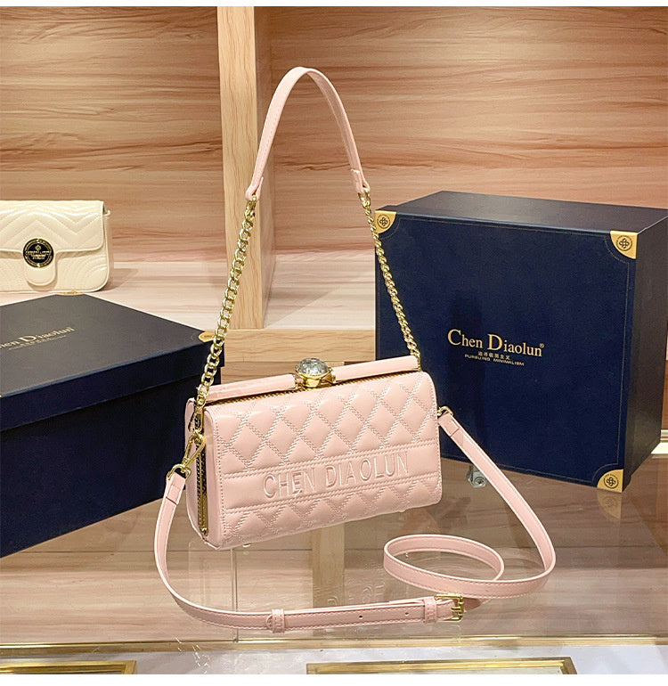 Luxury Women's Evening 2025 New Handmade Diamond-Encrusted Box Small Square High-Quality Texture Single Shoulder Crossbody Bag