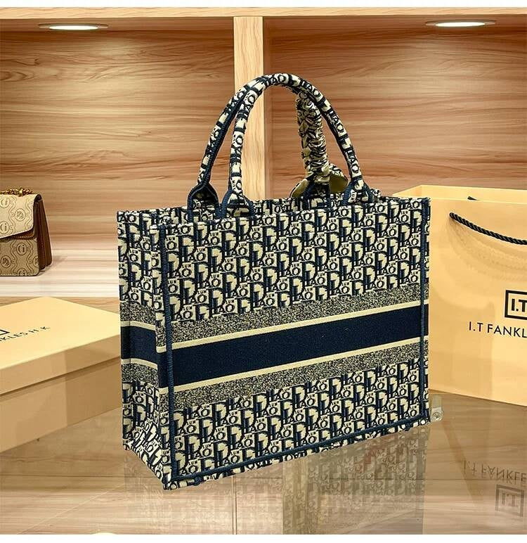Handheld Tote for Women 2026 New Trendy Document Basket Embroidery High-end Large Capacity Commuting Shopping Bag