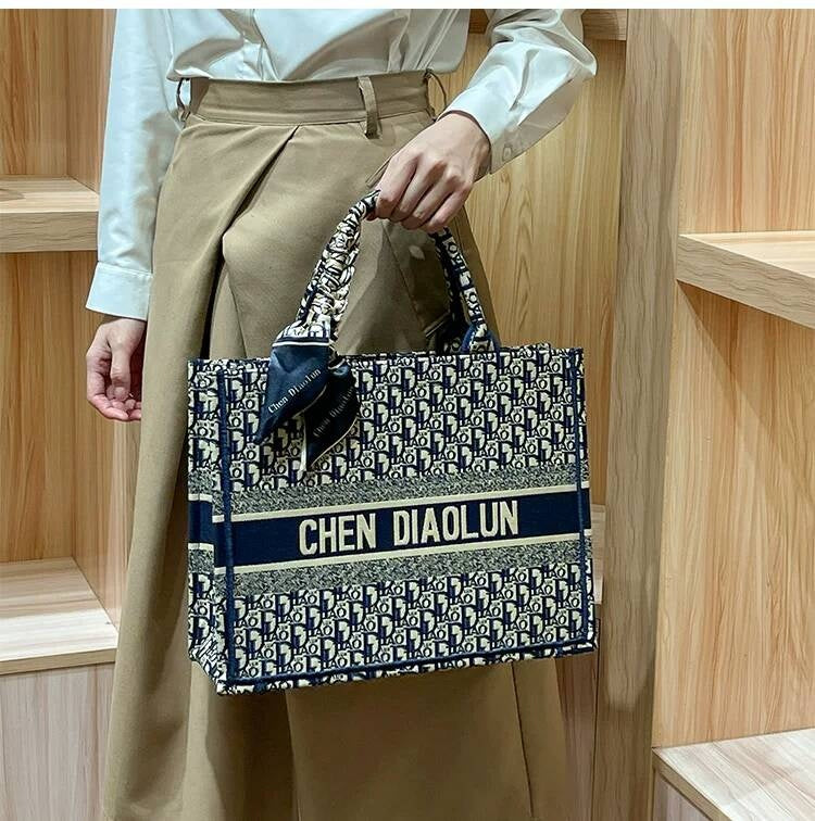 Handheld Tote for Women 2026 New Trendy Document Basket Embroidery High-end Large Capacity Commuting Shopping Bag