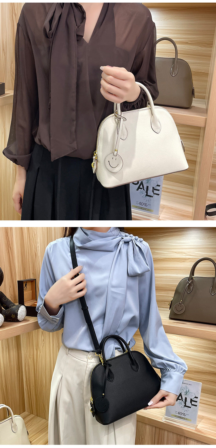 Light Luxury High-End Women's Semi-Handmade Elegant Bowling Shell 2025 New Genuine Leather Handheld Shoulder Crossbody Bag