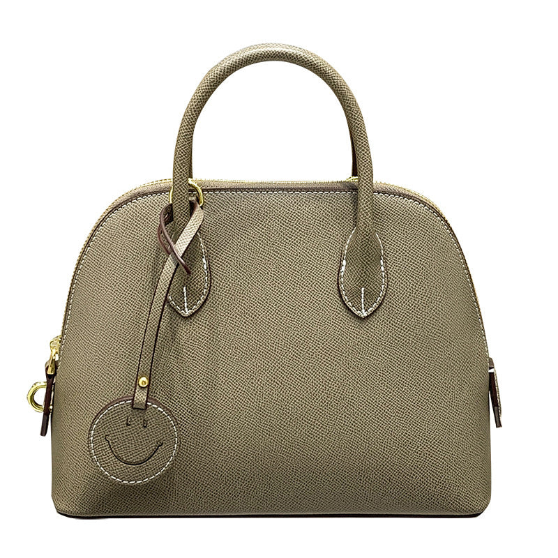 Light Luxury High-End Women's Semi-Handmade Elegant Bowling Shell 2025 New Genuine Leather Handheld Shoulder Crossbody Bag