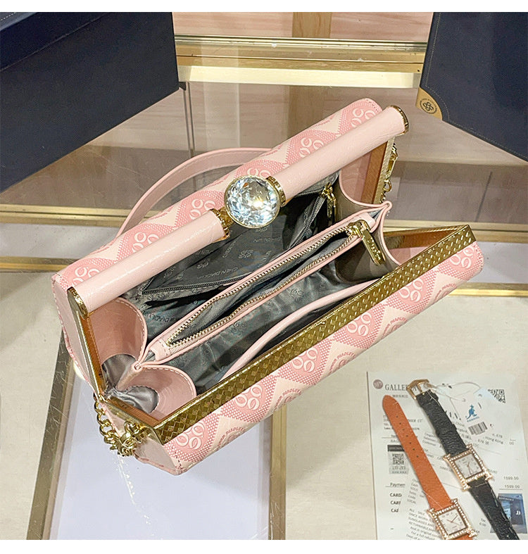 Luxury Women's Evening 2025 New Handmade Diamond-Encrusted Box Small Square High-Quality Texture Single Shoulder Crossbody Bag