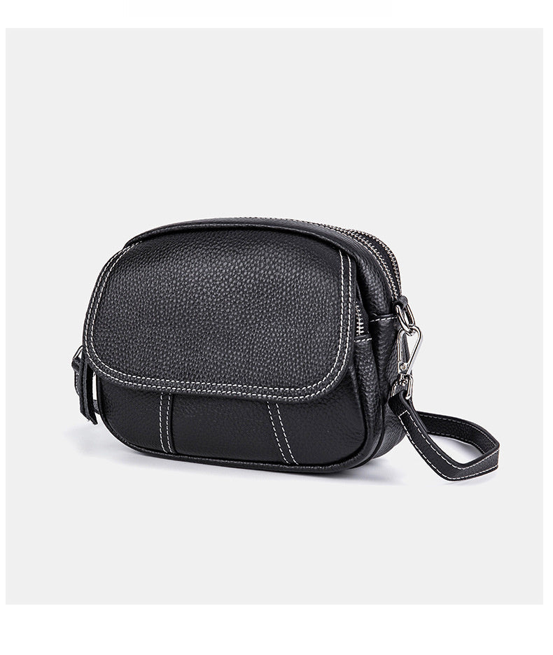 Genuine Leather Small Square for Women 2026 New First Layer Cowhide Large Capacity Wide Strap Single Shoulder High-end Crossbody Bag