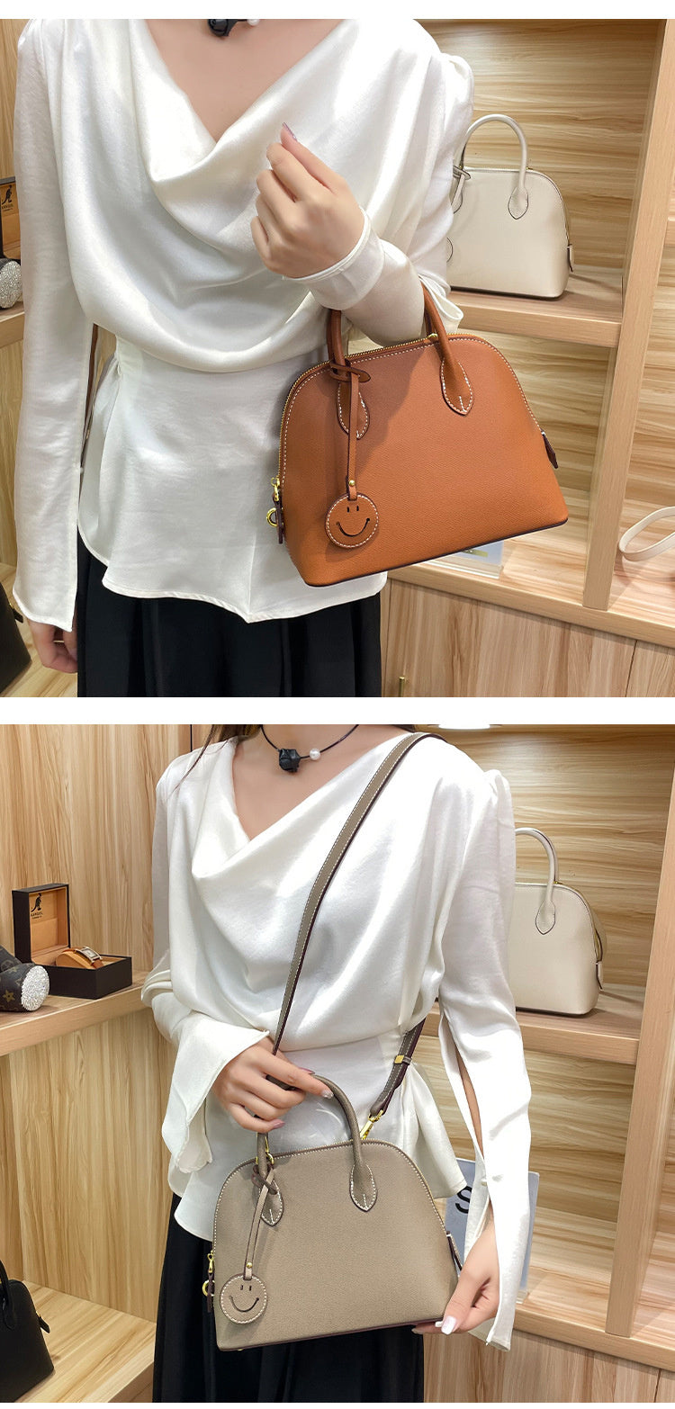 Light Luxury High-End Women's Semi-Handmade Elegant Bowling Shell 2025 New Genuine Leather Handheld Shoulder Crossbody Bag