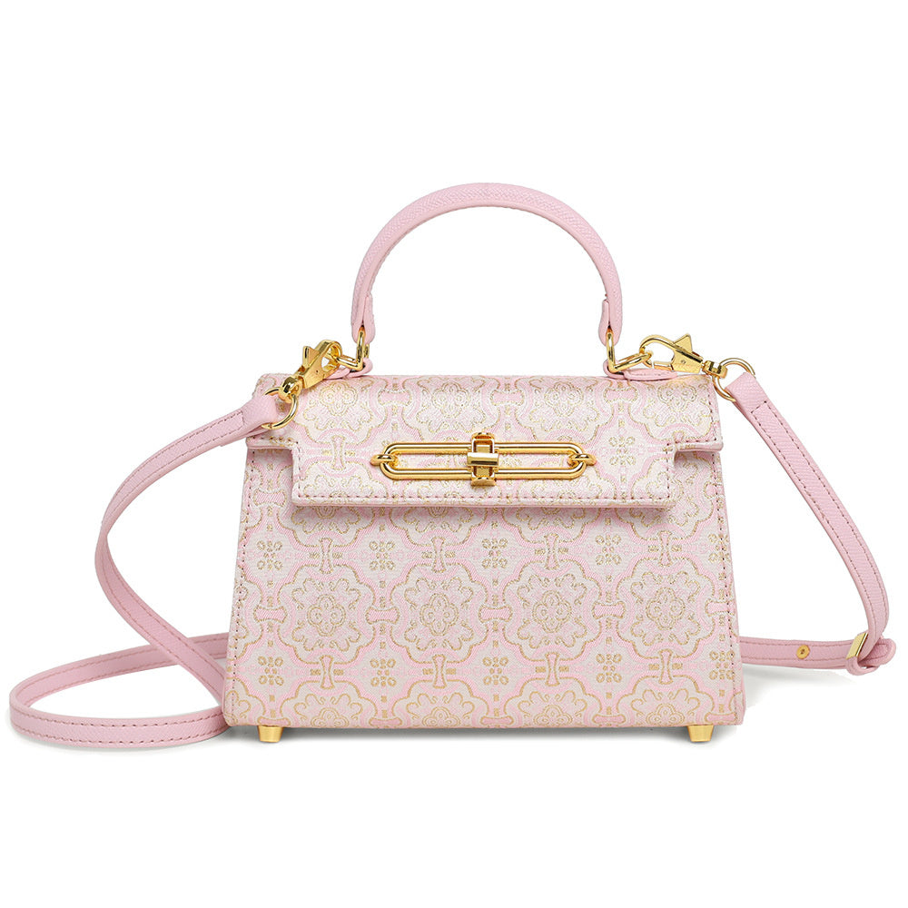 High-End Brocade Handbag Kelly 2025 New Fashion Versatile Light Luxury Niche Single Shoulder Crossbody Commuter Women's Bag