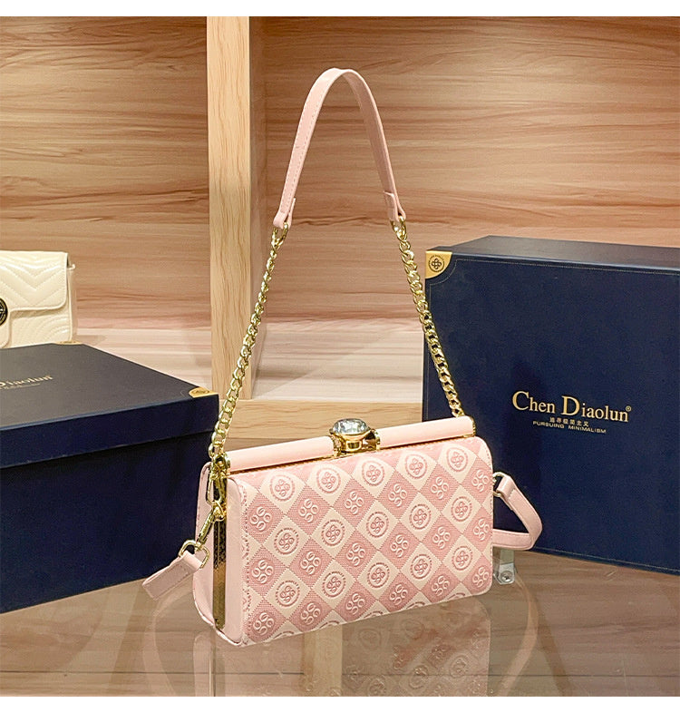 Luxury Women's Evening 2025 New Handmade Diamond-Encrusted Box Small Square High-Quality Texture Single Shoulder Crossbody Bag
