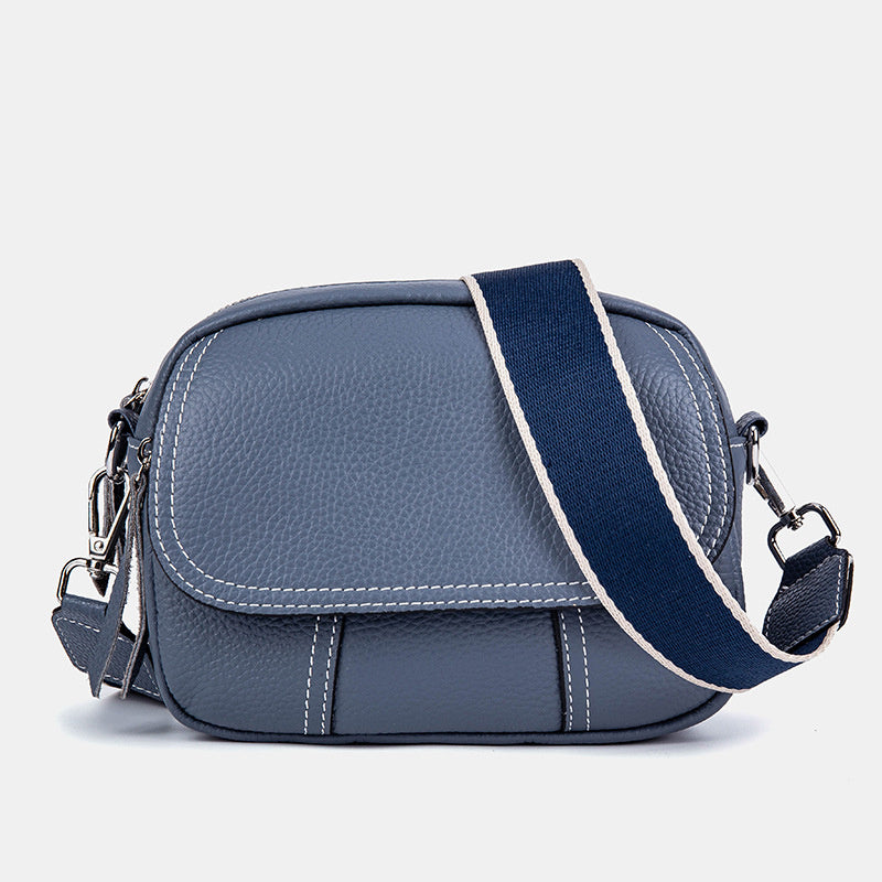 Genuine Leather Small Square for Women 2026 New First Layer Cowhide Large Capacity Wide Strap Single Shoulder High-end Crossbody Bag