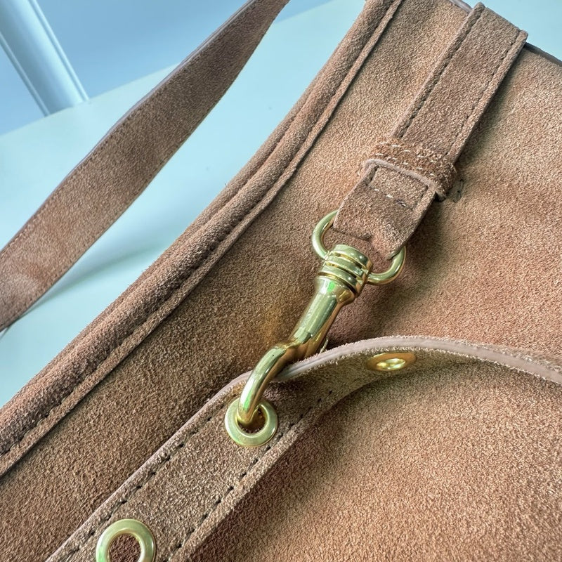 Miu Sheepskin Underarm Suede Commuter Vintage Handbag Shoulder Baguette High-Quality Texture Tote Bag