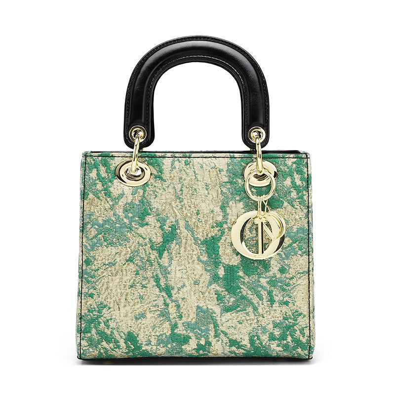 High-end Feel Foreign Trade Cross-border Handbag Princess Diana Style Women's 2025 New Trendy Color-blocking Niche Single Shoulder Crossbody Small Square Bag