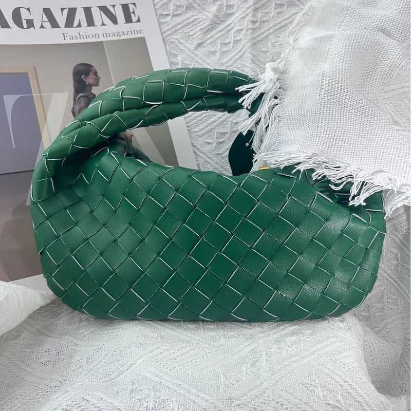 Cross-Border Hot Sale New Genuine Hand-Woven 2025 Cloud Soft Leather Wrinkled Dumpling Versatile Handheld Women's Bag