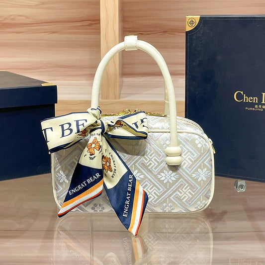 Intangible Cultural Heritage Zhuang Brocade Chinese Style Bowling Women's 2026 New Boston Handheld Crossbody Small Bag